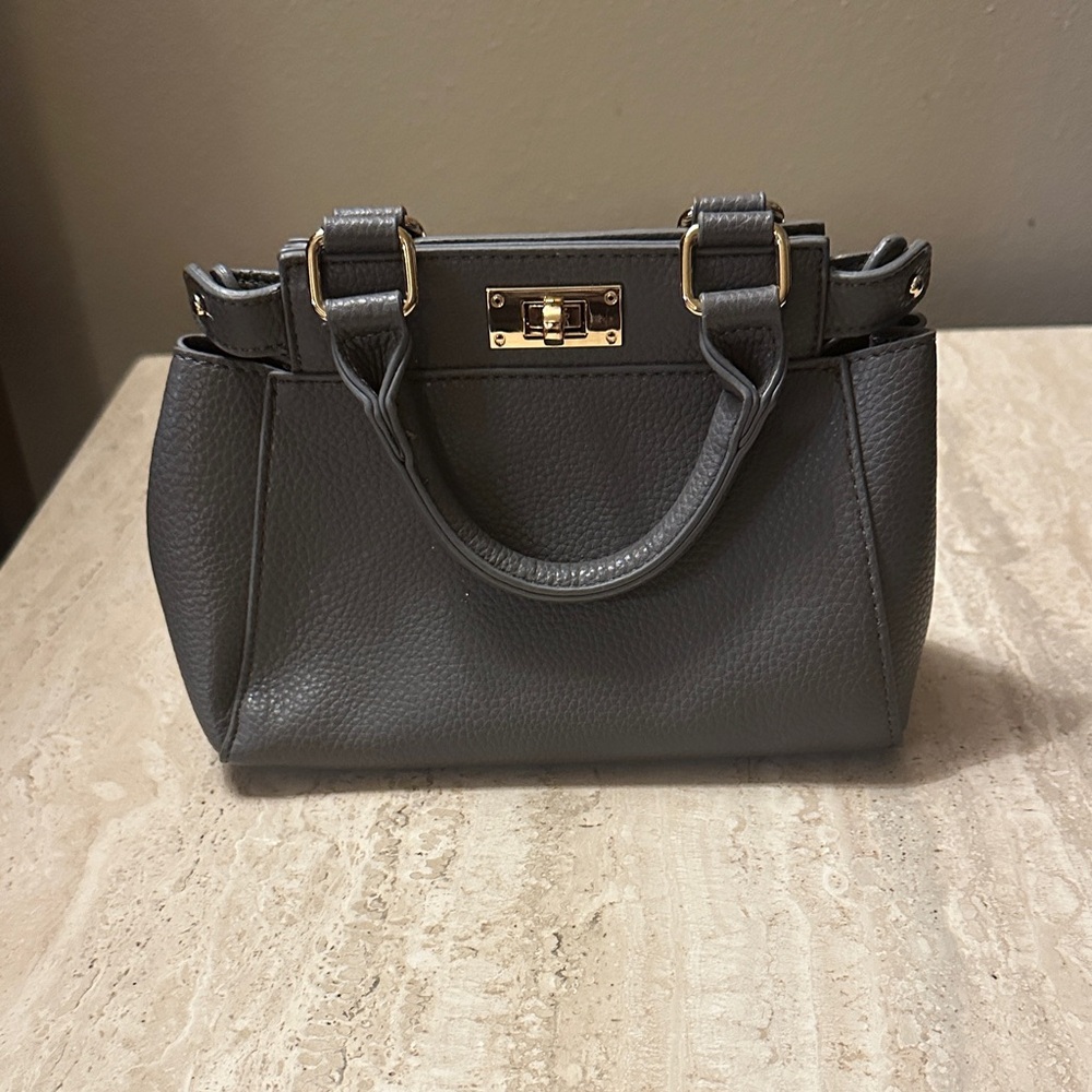 Mini Gray Leather Handbag